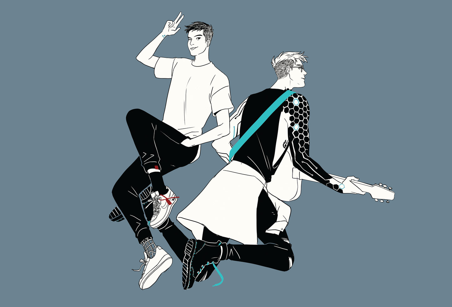 Fame AU Sam and Ashley Sleep Postcard